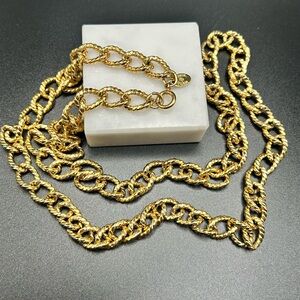 Vintage Erwin Pearl 30” heavy chain necklace #E407 gold tone